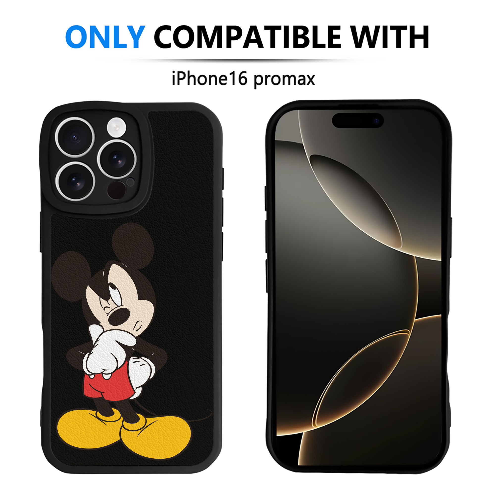 （画像用） ミッキーマウス Mickey Mouse 【iPhone 16シリーズ対応】シリコンスマホケース（レザー調） 材質：シリコン